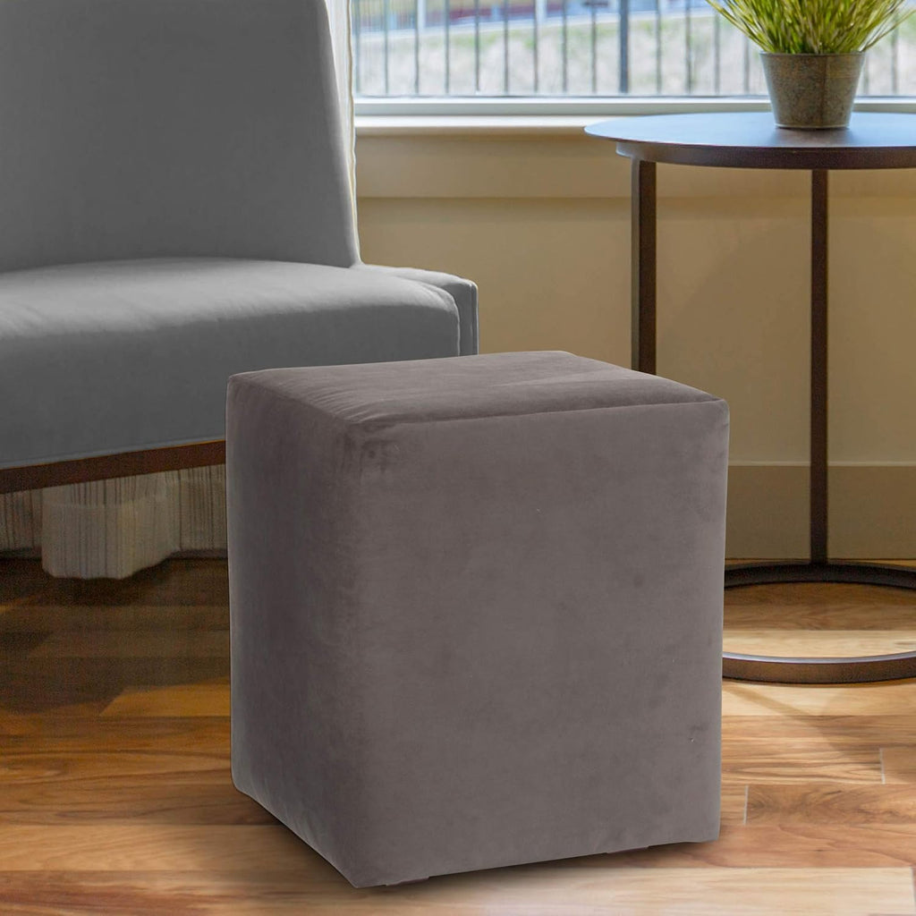 Howard Elliott Collection Replacement Slipcover Exclusively Made for Howard Elliott Universal Cube Ottoman, 100% Polyurethane Fabric (Ottoman Not Included), Bella Pewter