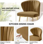 TINA'S HOME Velvet Dining Chairs Set of 2, Modern Upholstered Side Chair with Golden Legs, Small Cute Armless Accent Chair for Living Room, Kitchen, Bedroom, Beauty Room, Golden