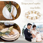 100pcs Pearl Napkin Rings Imitation Pearl Ring Napkins Holder Universal Napkins Holders Pearls Napkin Rings for Cloth Napkins for Wedding Party Dinner Table Decor and Daily Use