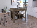 Kitchen Island with Four Legs and Three Shelves - Dark Brown | Three shelves and four legs for stable support and ample storage