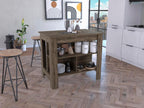 Kitchen Island with Four Legs and Three Shelves - Dark Brown | Three shelves and four legs for stable support and ample storage
