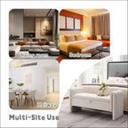 Modern 52" Storage Ottoman Bench, Upholstered End of Bed Storage Bench with Armrests, Entryway Bench, Teddy Foot Rest Stool for Living Room Hallway Bedroom (White)