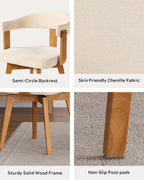 EYYTHUNG Swivel Dining Chairs Set of 2, Mid Century Modern Chenille Dining Chairs with Arms and Wood Legs,Upholstered Kitchen Chairs for Kitchen, Dining Room, Living Room, Beige and Dark Oak