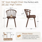 LUE BONA Walnut Dining Chairs Set of 2, Farmhouse Wood Dining Chairs with Semicircular Backrest, Spindle Dining Chair for Kitchen and Dining Room, 18 Inch