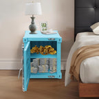 Side Table, Industrial Wind Container Cabinet Iron Bedside Table with Combination Lock, Industrial Style Container Cabinet Iron End Tables Nightstand for Bedroom Living Room (Blue)
