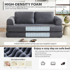 Convertible Folding Sofa Bed, Modern Futon Sleeper Sofa Fold Out Couch Bed with Gold Fixed Frame, Modular Floor Sofas Comfy Corduroy Couches for Living Room (80" Grey)