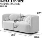 69" Compact Curved Sofa for Small Spaces & Apartments, Japandi Style Boucle Couch, Minimalist 2-Seater Sofa with Solid Wood Frame, Modern Living Room Couch with Pillows