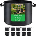 10-Gallon 10 Pack Grow Bags,Thickened Aeration Fabric Growing Pots Planters with Handles for Planting Vegetables Plants,Black