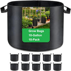 10-Gallon 10 Pack Grow Bags,Thickened Aeration Fabric Growing Pots Planters with Handles for Planting Vegetables Plants,Black