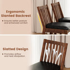Giantex Wooden Dining Chairs Set of 2, PU Leather Upholstered Kitchen Chairs w/Rubber Wood Frame, Padded Seat, Slatted Backrest, Farmhouse Dining Side Chairs for Dining Room, Living Room