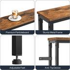 HOOBRO 39.4 Inch Narrow Console Table with Power Outlets, 5.9 Inch Sofa Table with Storage, Skinny Behind Couch Table, for Entryway Hallway, Small Spaces, Rustic Brown and Black BF52UXG01G1
