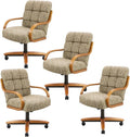 Chromcraft Ryland Swivel-Tilt Caster Dining Chair - Chestnut -Earth - 4pc | USA‑built swivel‑tilt caster chair with memory‑foam seating, soft casters, solid wood arms and caps, made with global parts.