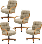 Chromcraft Ryland Swivel-Tilt Caster Dining Chair - Chestnut -Earth - 4pc | USA‑built swivel‑tilt caster chair with memory‑foam seating, soft casters, solid wood arms and caps, made with global parts.