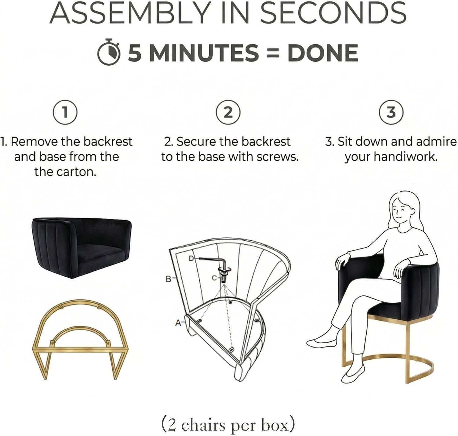 Hyfirm Black and Gold Barrel Dining Chairs Set of 6, Modern Velvet Upholstered Accent Chairs with Curved Back for Kitchen Island, Luxury Comfort Seating Cantilever Metal Frame