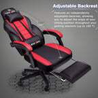 LEMBERI Big and Tall Gaming Chair, 400lb Capacity, Red | Heavy-duty steel frame, wide seat & high back, PU leather, reinforced footrest, linkage armrests for PC desk & office