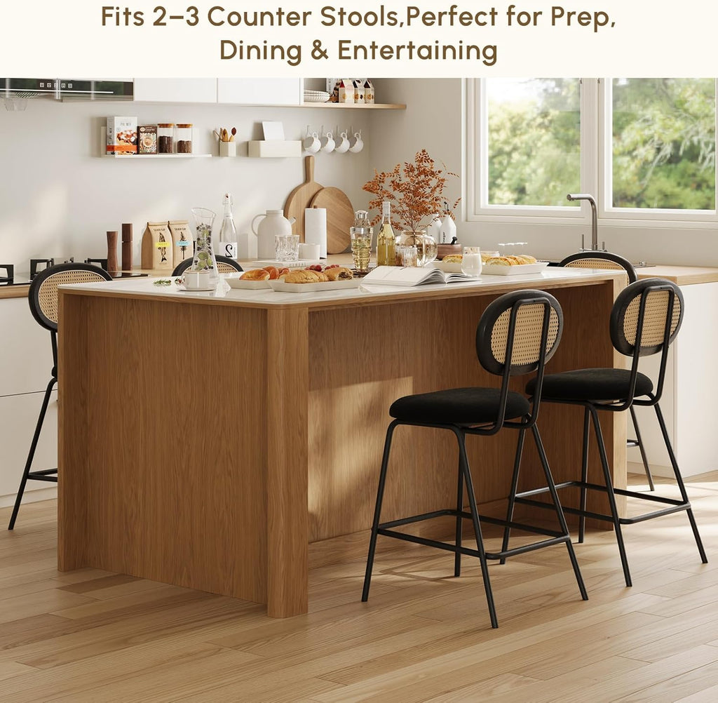 homary Kitchen Island with Storage with Sintered Stone Top, Solid Rubberwood Base with Ash Veneer, 72" Large Stationary Kitchen Cabinet with 5 Drawers, Trash Storage & Shelves, Modern Fluted Design