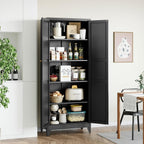 STANI 74.8" H Tall Kitchen Cabinet, Black Metal Pantry Storage Cabinet, 4 Adjustable Shelves, Kitchen Pantry Storage for Dining Room, Living Room, Bathroom 74.8" H x 15.7" D x 31.5" W