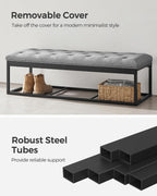 SONGMICS Storage Ottoman Bench, Foot Rest with Legs, Load up to 661.4 lb | End of Bed Bench, Storage Chest, 43.3 x 15.8 x 15.8 Inches, Dove Gray and Ink Black, MELISA Collection ULSF088G02