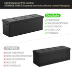 DocSafe Storage Ottoman Bench,Fireproof＆Waterproof Folding Bench with Lock(15”x 43”x15”),Leather Storage Chest with Handles＆2 Extra Boxes,Ottoman Safe for Bedroom,Living Room,Home Office,Black