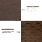 HOMPUS Wood Nightstand Set of 2, Modern Nightstand with Drawers Set 2 w Honeycomb Pattern, Small 2 Drawer Dresser, Bedside End Table with Solid Wood Legs for Bedroom, Dorm, Brown
