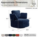 40.6''W Swivel Accent Barrel Chair, Chenille Upholstered Round Single Couch Sofa with 3 Pillows for Living Room, Apartment, Bedroom (Blue)