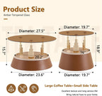 2-Piece Nesting Coffee Table Set, Brown and Gold Metal, Round Side Tables | Nesting Design, Set of 2, Round Side Tables, Metal Frame, Brown & Gold Finish