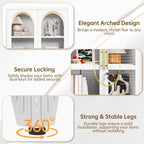 61" H Locking Display Cabinet with Glass Door, Tall Storage Cabinet with 3 Adjustable Shelves, Metal Curio Cabinet Multi-Purpose Display Case for Collectibles Living Room/Bedroom/Kitchen/Bar