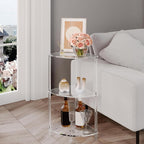 Corner Shelf, 3 Tier Acrylic Corner Side Table, 25.6 inch Standing Triangle End Table, Modern Home Display and Storage Shelf, Small Bedside Tables for Bedroom, Living Room,