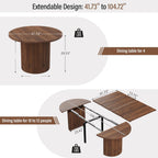 weselon 42"-105" Extendable Dining Table for 4-12, Expandable Oval Dining Room Table with Fluted Pedestal Base & Reinforced Metal Support Leg, Large Modern Kitchen Table for Dining Room (Walnut)