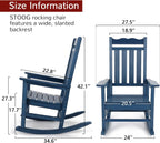 Stoog All-Weather Patio Rocking Chairs Set of 2, Outdoor Rocking Chair with 400 lbs Support, Porch Rocker, Rocking Chairs for Porch, Backyard, Garden and Deck, Blue