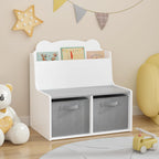 Kids Bookshelf with Chalkboard Side, Bear-Shaped Wooden 3-Tier | Bear-shaped wooden bookcase with 3-tier open shelves and a chalkboard side for drawing; sturdy, kid-safe rounded corners