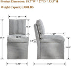 Slipcovered Dining Chairs Set of 2, Farmhouse Upholstered Dining Chair with Solid Wood Legs, Soft Padded Armless Side Chair for Dining/Living/Reading Room, Banquet, Blue Stripe