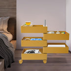 360° Rotating Sofa Side Storage Cabinet, 5-Tier Mobile Sofa Side Table End Tables ABS Storage Small Coffee Table with 4 Wheels for Living Room Bedroom Sofa Dormitory (White)