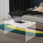 Modern Acrylic Table Clear, Rectangle Acrylic Side Table Furniture, Modern Tea Table 31.5 * 19.7 * 15.7in for Living Room, Office Reception and Bedroom(Clear)