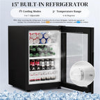BROTTAR Large Coffee Bar Cabinet with Fridge (Fridge Included) | Liquor Wine Bar Cabinet with LED Lights, Glass Holder, Wine Rack, Human Body Sensor, Buffet Sideboard for Home, Black