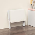 BAMBOOHOMIE Foldable Foot Stool Ottoman, Modern Foot Rest with Bamboo X Legs & Thick Foam Cushion, Folding Foot Stools Small Padded for Bedroom Living Room, Footstool for Chair Couch (White - White)