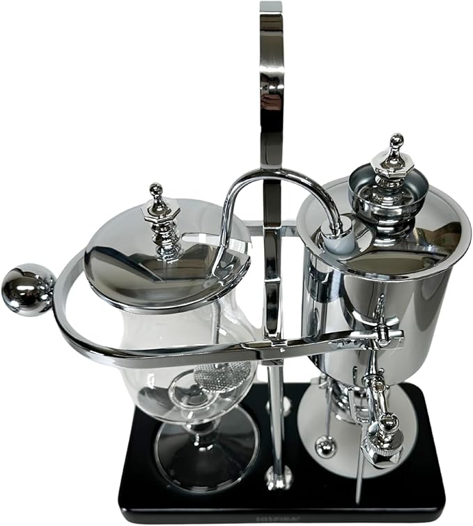 Nispira Belgium Royal Family Balance Syphon Unique Gravity Vintage Coffee Maker Vacuum Brewing System Silver 500 ml
