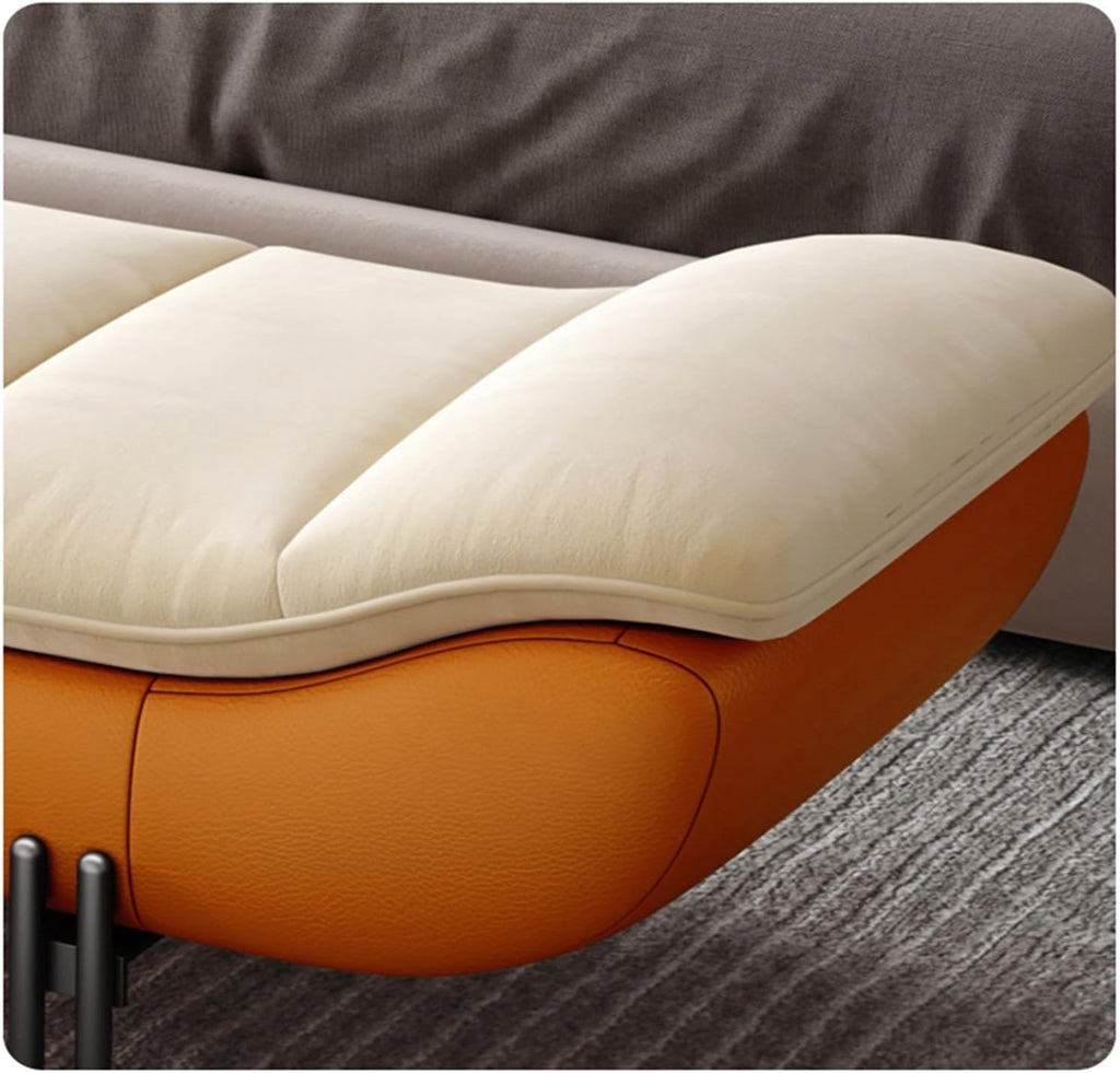 Modern Leathers End of Bed Bench for Bedroom,Upholstered Storage Ottoman Entryway with for Living Room Entryway(Orange,180 * 50 * 42cm)