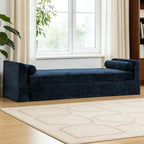 Chifee & Vingol 90.55" W Oversized Chaise Lounge Upholstered Bedroom Benches Extra-Long Indoor Bench Entryway Bench with Removable Pillows for Living Room Hallway,Navy