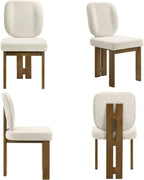 BESTANO Modern Farmhouse Dining Chairs Set of 4, Boucle Upholstered Wooden Kitchen Chairs with Back, Walnut Wood Legs, Beige