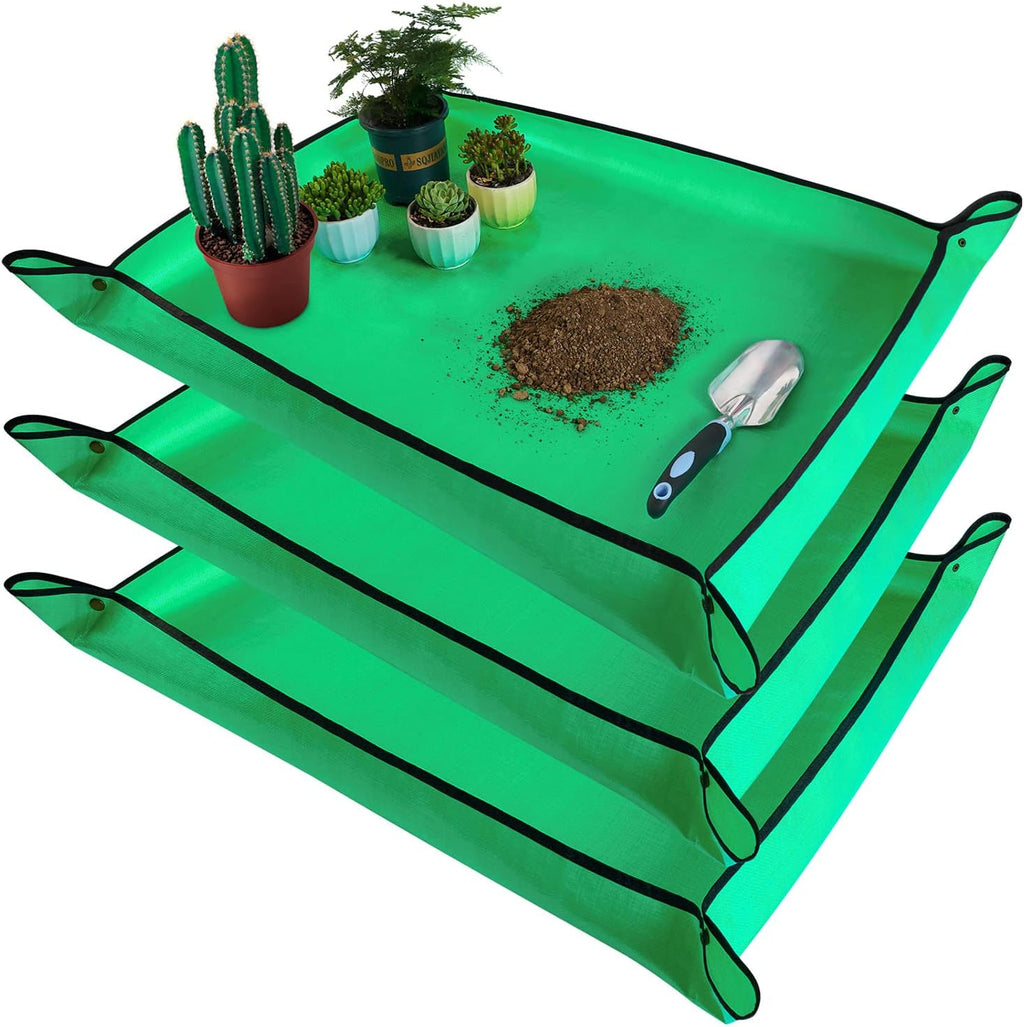 3 PCS 39.5"x 31.5" Large Repotting Mat for Indoor Plant Transplanting and Mess Control Thickened Waterproof Potting Mat Foldable Potting Tray Gardening Mat