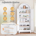 Winiowa Metal Arched Kitchen Pantry Cabinet, 73" Tall Arched Storage Cabinet with 2 Doors & 4 Shelves, Modern Farmhouse Kitchen Storage Cabinets, White