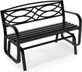 Tangkula 2-Person Outdoor Glider Bench, Rocking Loveseat Chair | Metal Frame, Armrests, Geometric Backrest, Slatted Seat, for Patio, Porch, Garden, Deck and Backyard