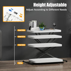 Adjustable Folding Laptop Table TV Tray, Multi-Functional Sturdy Durable Personal Table, No-Assembly Portable, for Home Office Writing, Picnic, Party, White