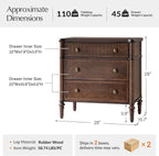 HULALA HOME Traditional End Table with Charging Station, Fluted End Tables with Wood Drawers and Solid Wood Spindle Legs, 28 Inch Wide Storage Set of 2, Walnut