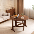 47.2" Solid Wood Small Round Dining Table, 3 in 1 Space Saving Folding Dining Table, Foldable Kitchen Table for 2-6, Round Table with Leaf, Wooden Folding Table Drop Leaf Tables for Small Spaces