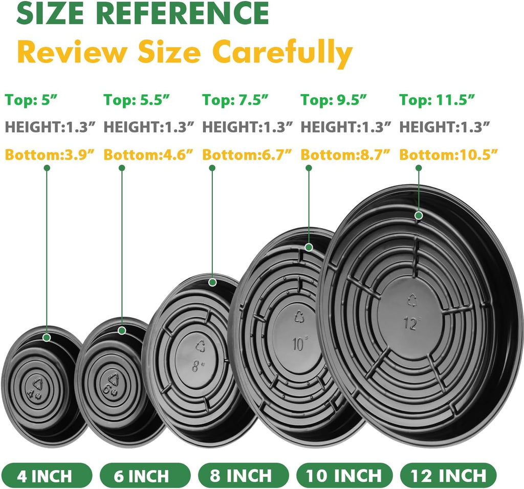 20 Pack 6 Inch Plant Saucer, Black Plant Saucers for Indoors No Holes, Plastic Plant Saucer for Plant Pots Plant Water Catcher Tray, Small Flower Pot Saucers Bulk Plant Drip Trays for Potted Plants