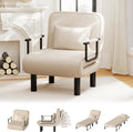 Furniliving 4 in 1 Folding Sofa Bed Chair, Convertible Sleeper Chair Bed with 6-Position Adjustable Backrest, Upholstered Chaise Lounge with Pillow, Accent Chairs for Bedroom, Linen, Beige