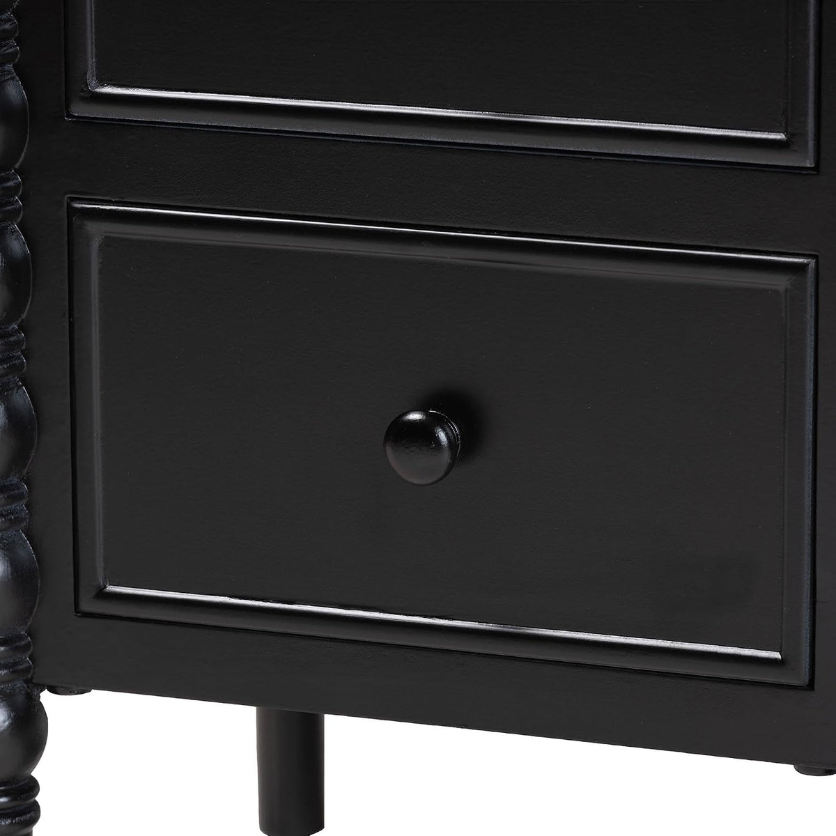 Baxton Studio Malinda Classic Black Wood 2-Drawer End Table with Spindle Legs