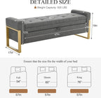 adochr 57" Storage Bench, Linen Upholstered Ottoman with Storage, Large End of Bed Bench with Metal Legs & Button-Tufted,500 lb Capacity, for Living Room, Bedroom, Entryway, Dark Grey